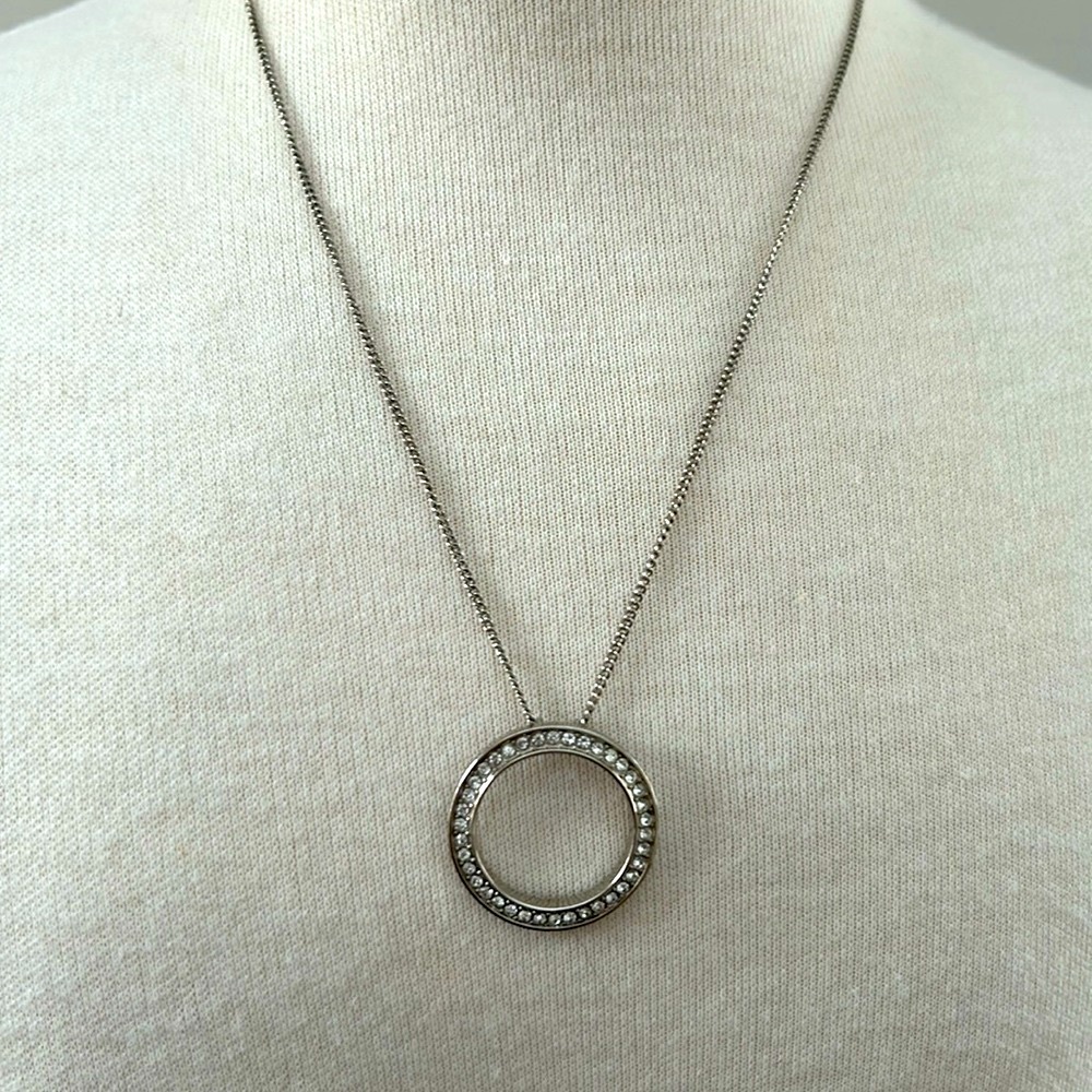 Silver Tone Metal & Rhinestone Necklace - Picture 2 of 4